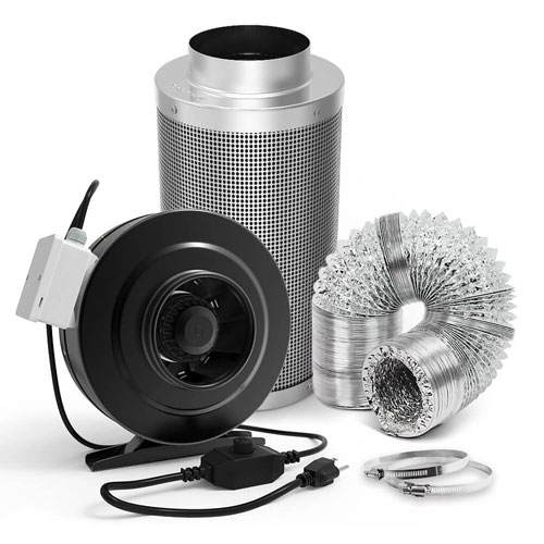 growneer 6 inch 440 cfm inline duct fan and carbon filter combo